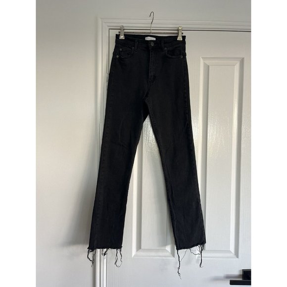 Kookai Freya Jeans Black Wash High Waisted Skinny Distressed Ankle Size 36 - Picture 2 of 8